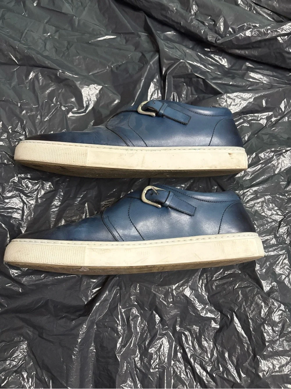 Paul Smith Blue Leather Cross-Strap Slip-Ons